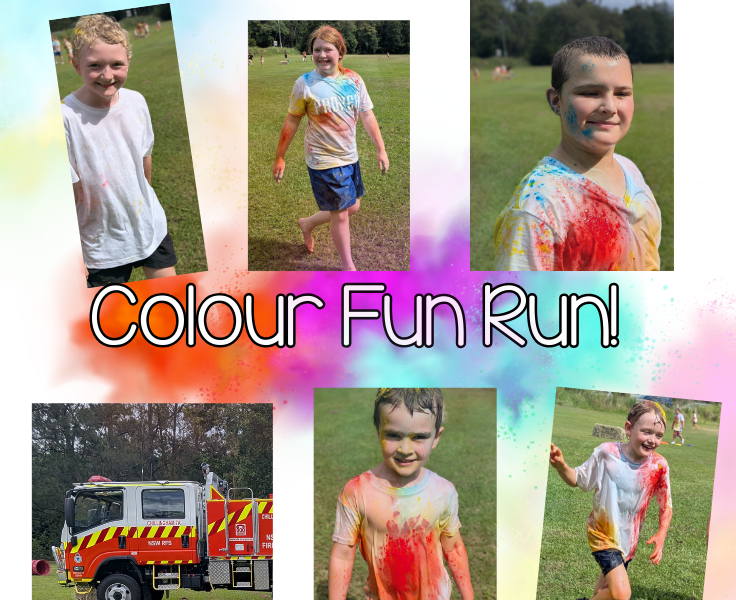A collage of photos from the colour run